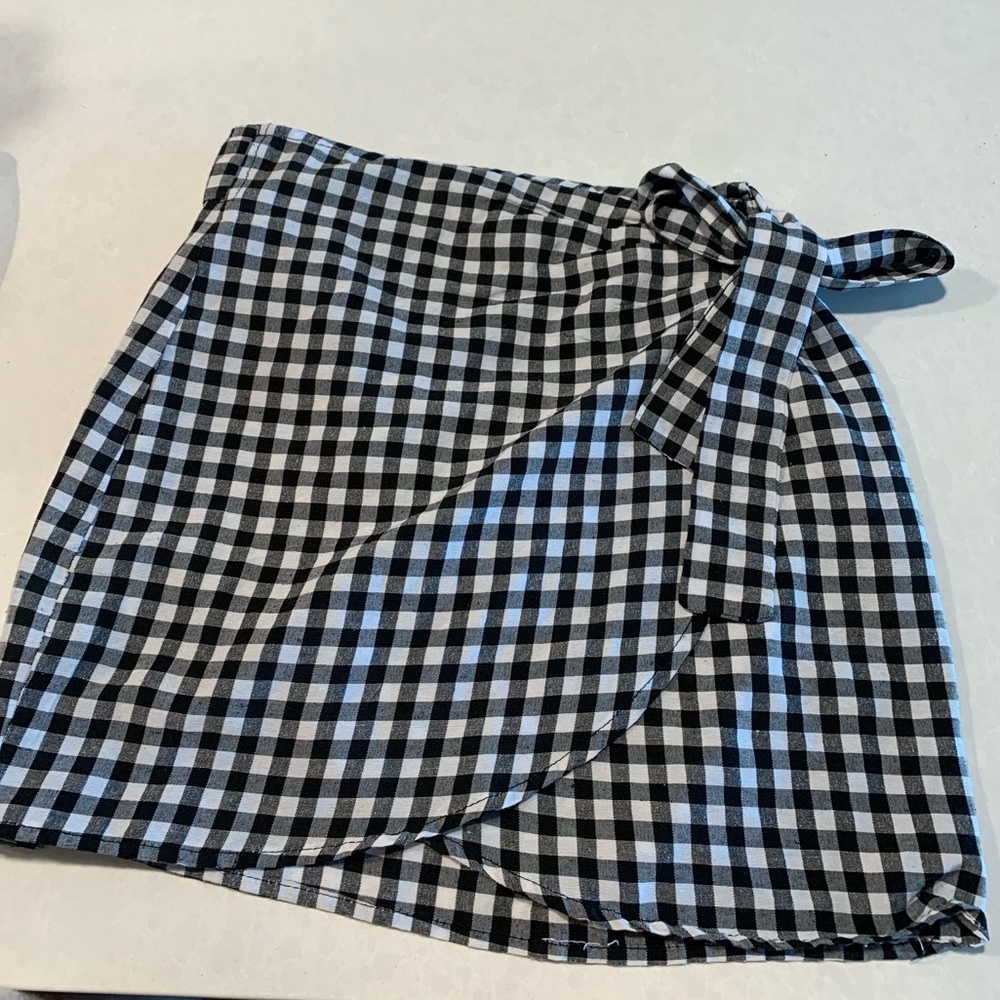 Checkered wrap skirt